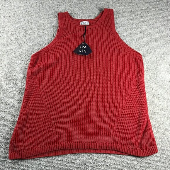 Ava & Viv Sweaters - Ava & Viv Sleeveless Tank Top Knit Sweater Red Women's Size 2X